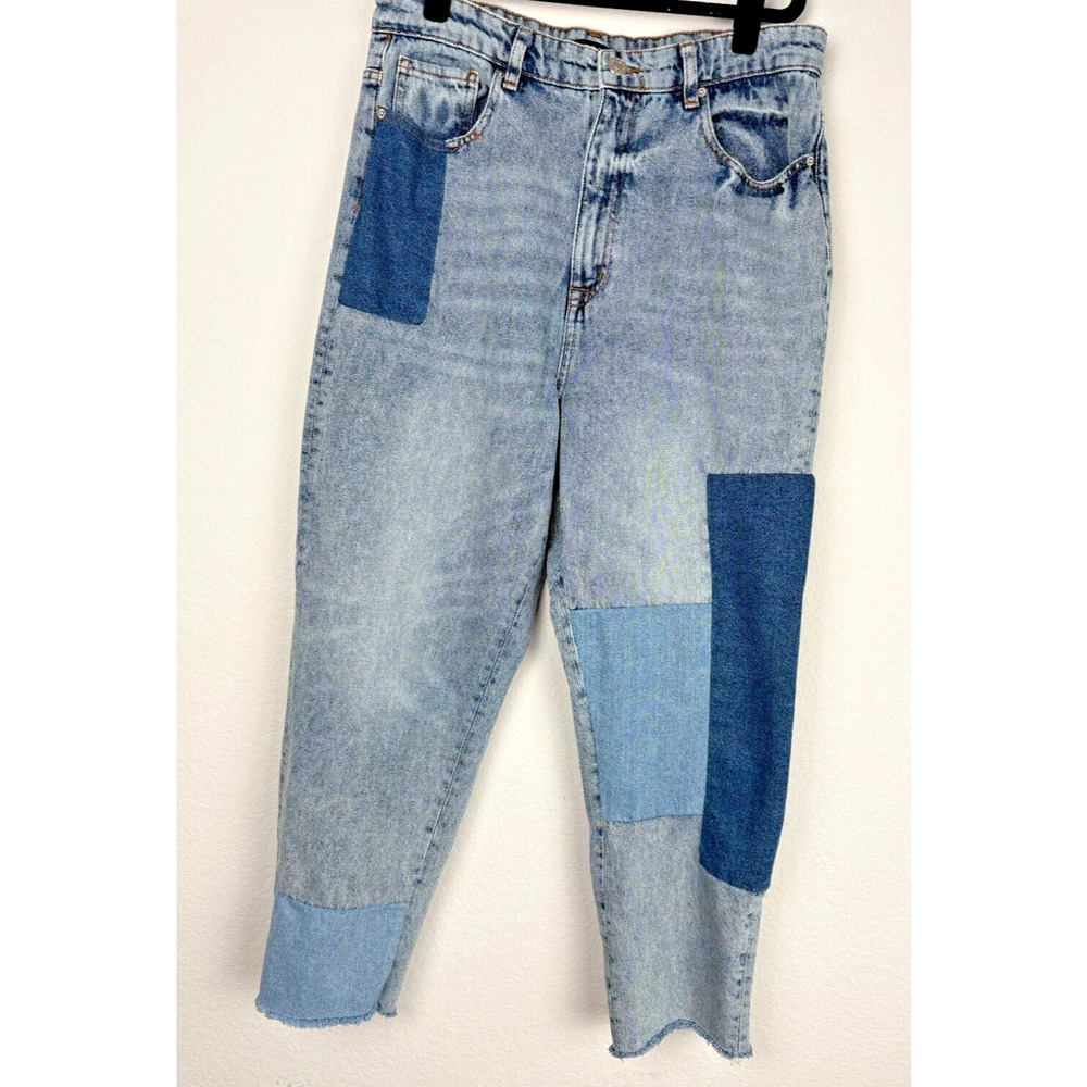 BDG Urban Outfitters Women's Blue Patch Straight Jeans High Rise Crop Size 31